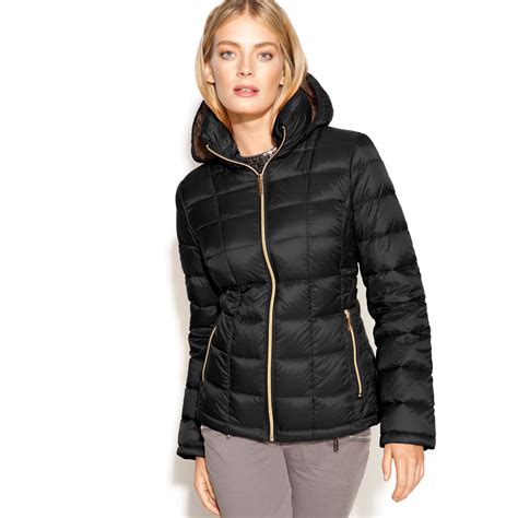 hooded packable down puffer coat michael kors|Michael Kors puffer jacket packable.